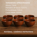 Kit 6 Cumbucas Refratárias 500 ml Porcelana Marrom Ideal Para Feijoada, Caldos, Sorvetes e Açaí