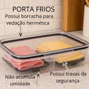 Porta Frios Duplo Preto para Presunto e Queijo Com Fundo Removível Para Conservar e Organizar a Geladeira Hermetico