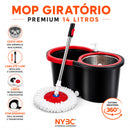 Mop Giratorio Com cabo de 140 cm Cesto Em Inox - Balde Centrífuga - C/2 Refil - Nybc
