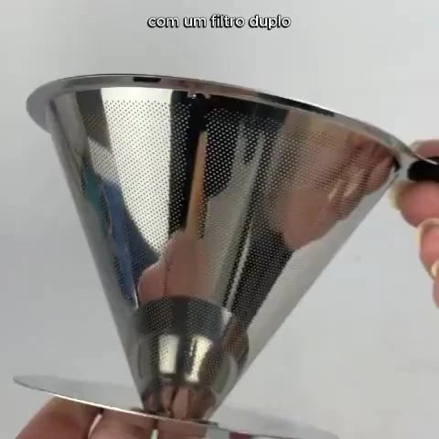 Filtro Coador De Café Inox 101 - Com Pegador em Silicone - Peneira Aço Reutilizável  - CH
