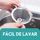 Filtro Coador De Café Inox 101 - Com Pegador em Silicone - Peneira Aço Reutilizável  - CH